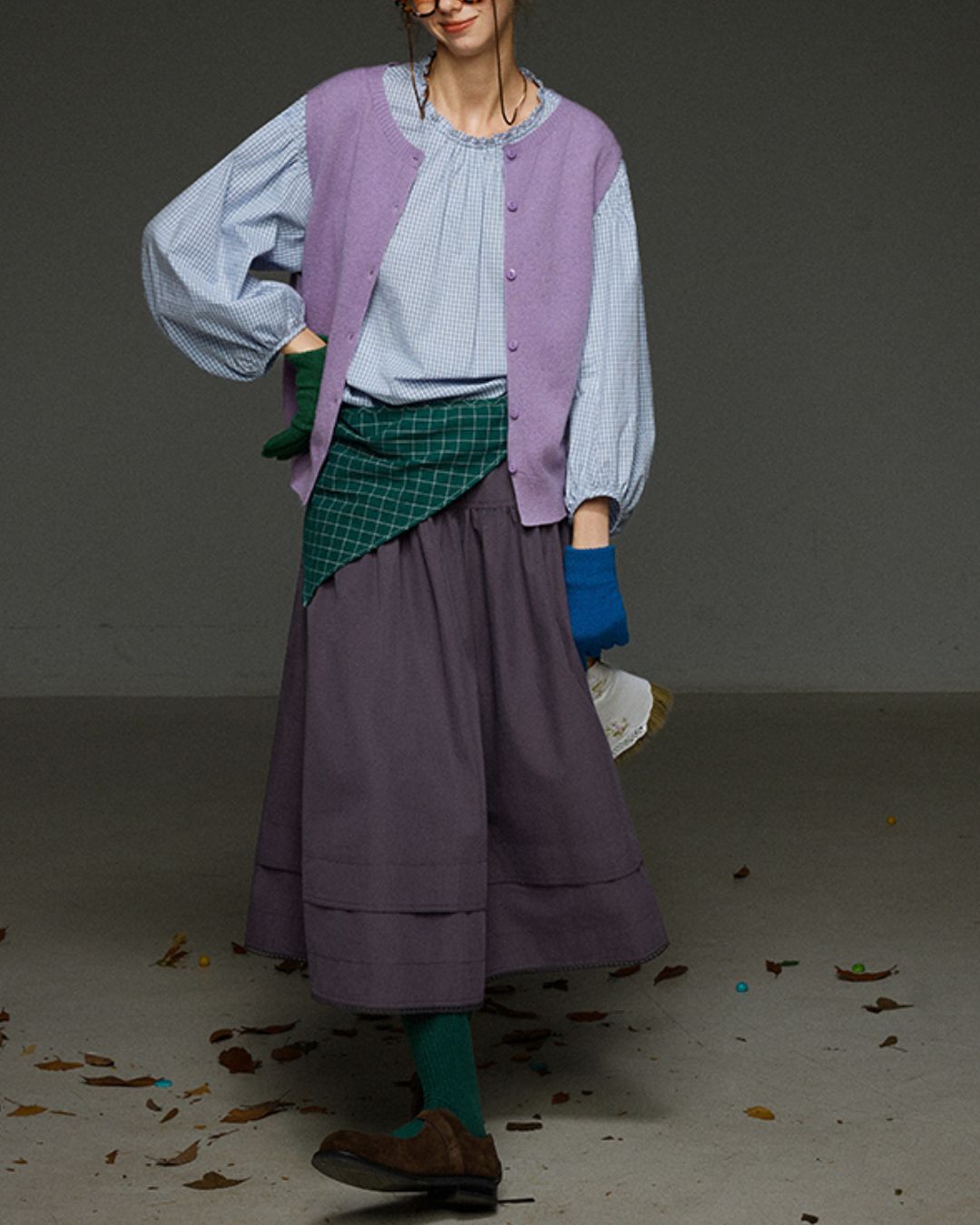 Retro Knit Front Button Vest　KN034