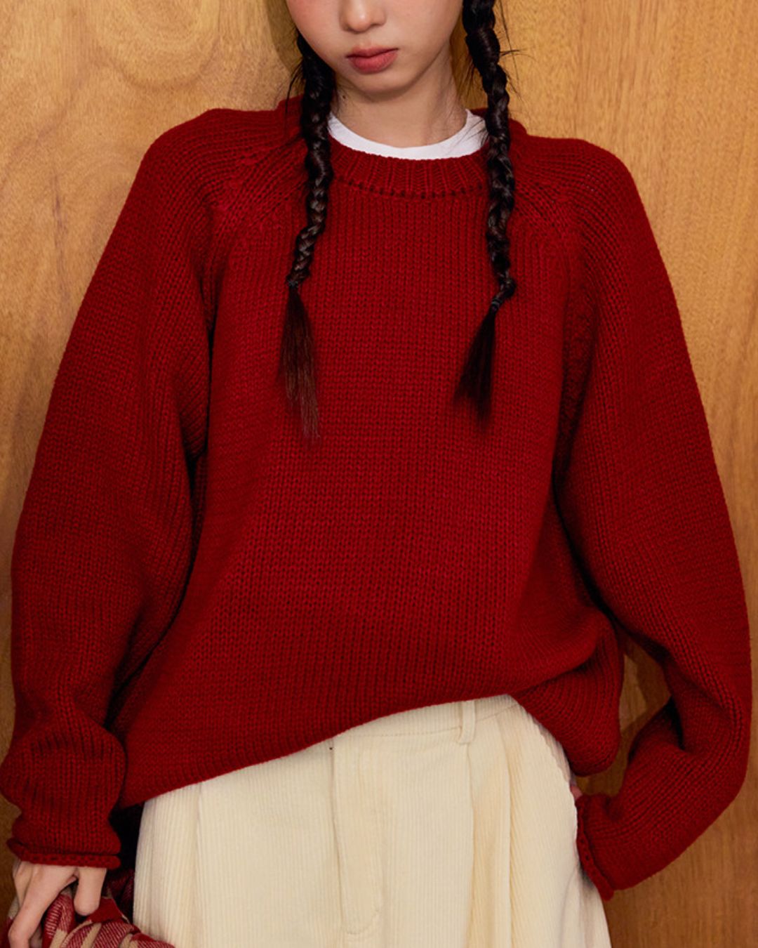 Loose Crew Neck Knit With Balaclava　KN089