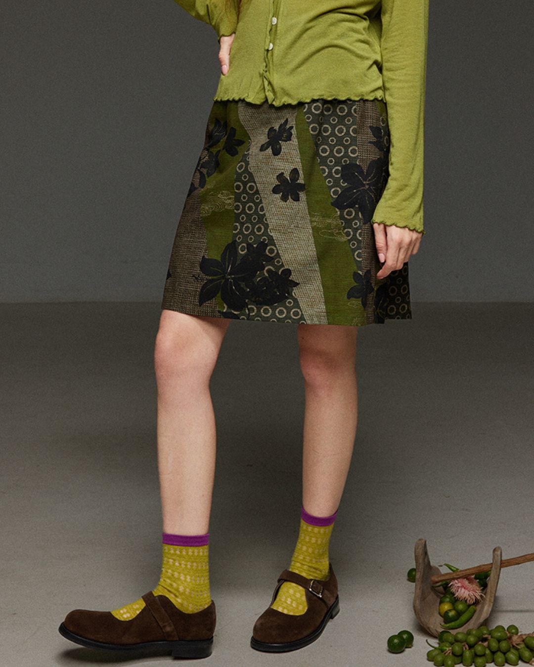 Retro Floral Print Tight Skirt　SK008