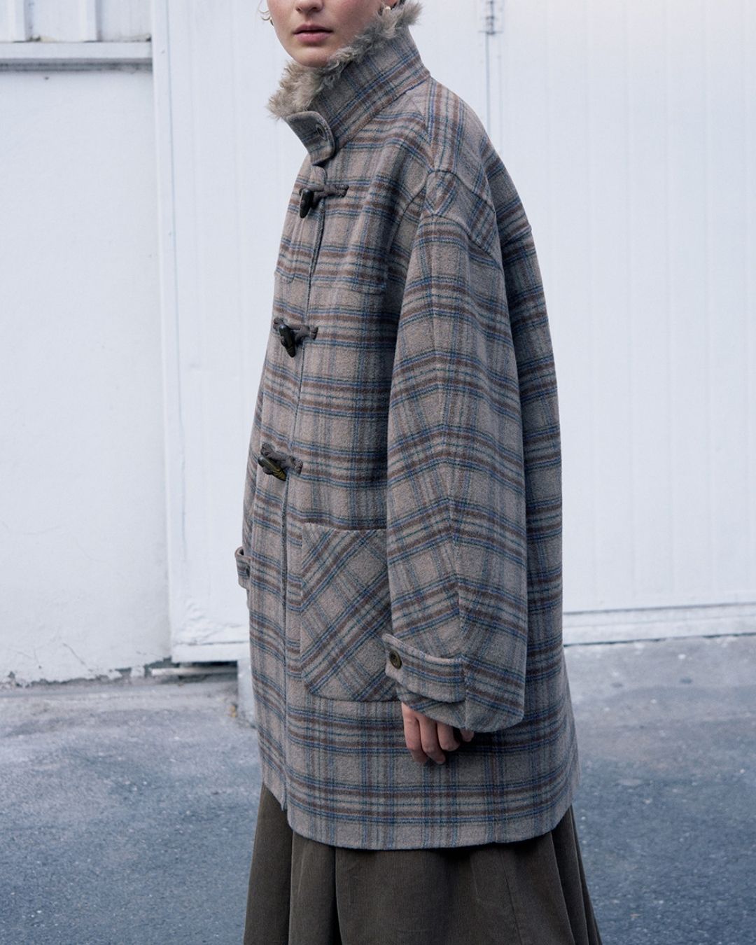 Stand Collar Duffle Check Coat　CT031