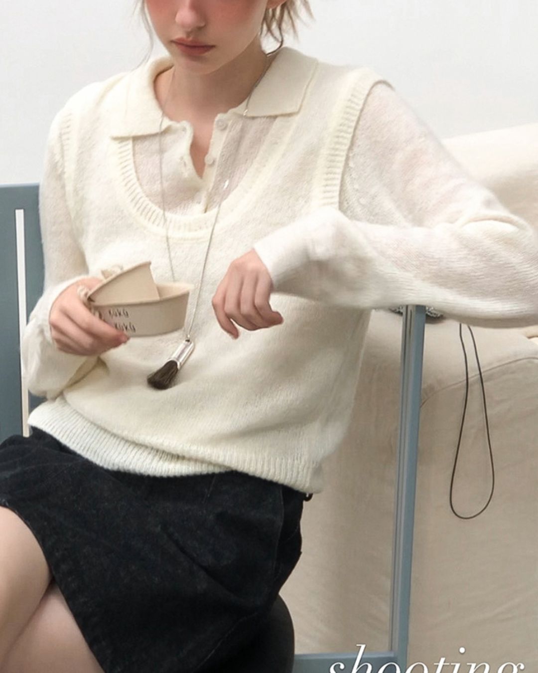 Soft Polo Knit ＆ U-neck Vest　KN023