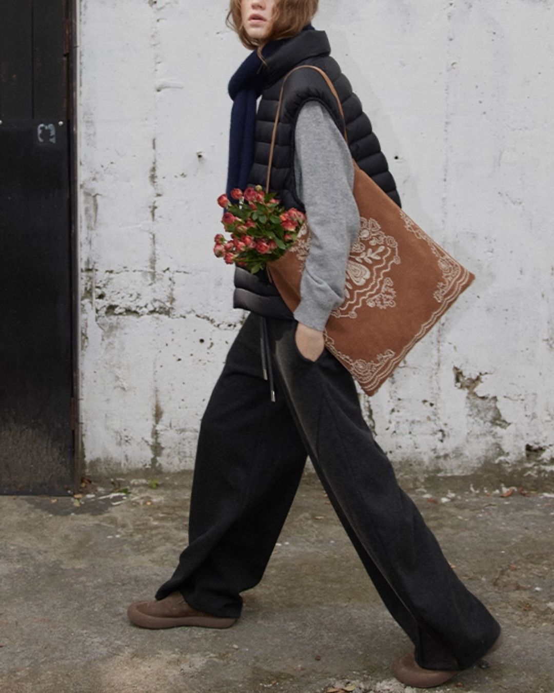 Color Block Curved Straight Pants　PT025