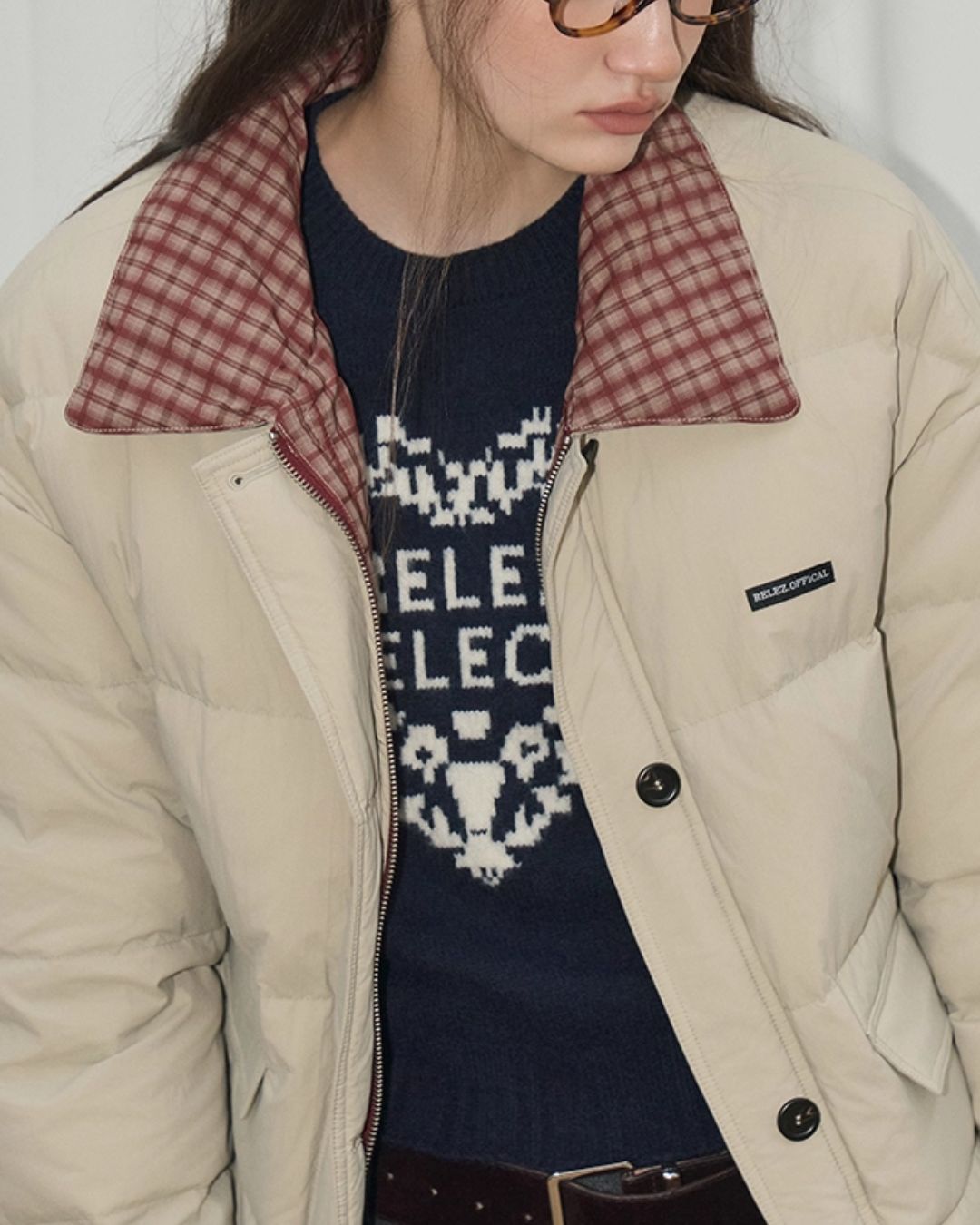 Check Reversible Down Jacket　JK047