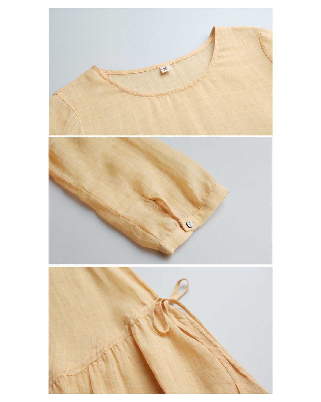 Ramie Drawstring A-Line Dress　OP005