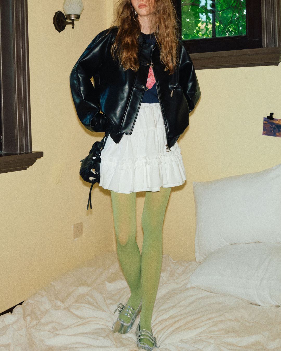 Metal Buckle Leather Jacket　JK038