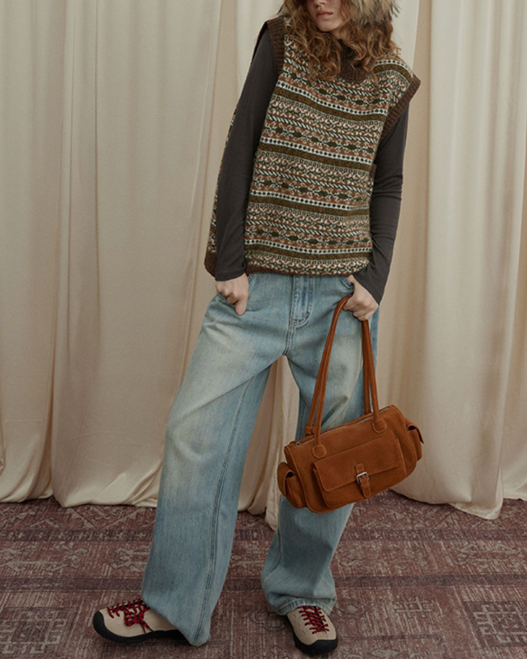 Jacquard Border Knit Vest　KN050