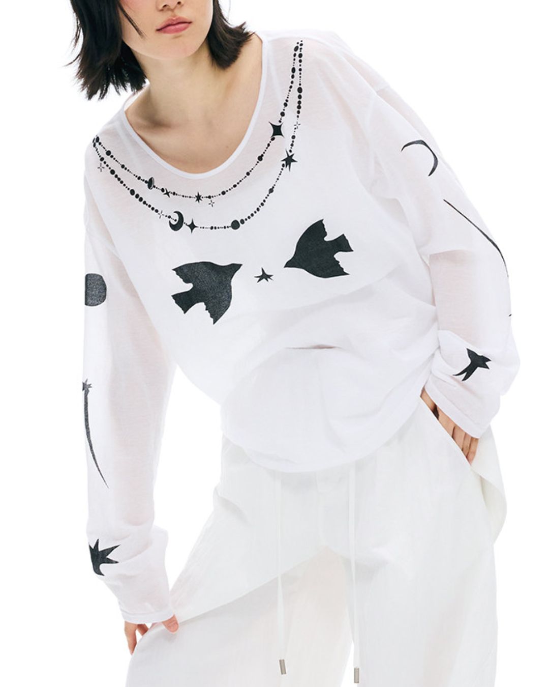 Relaxed Fit Sheer Print T-shirt　LT025