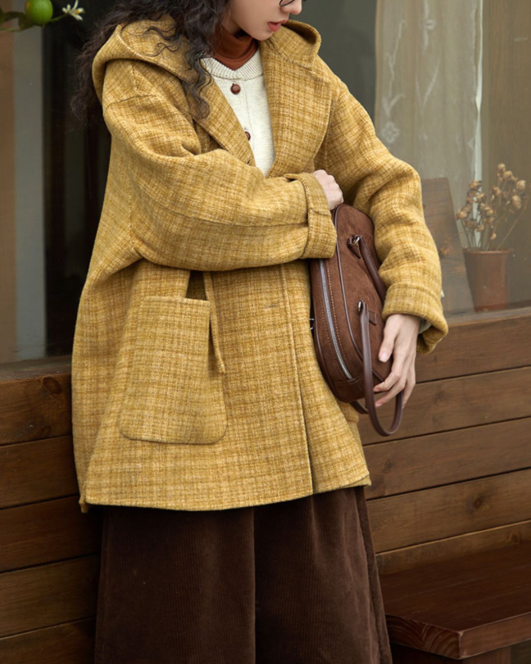 Wool Hooded Middle Coat　CT032