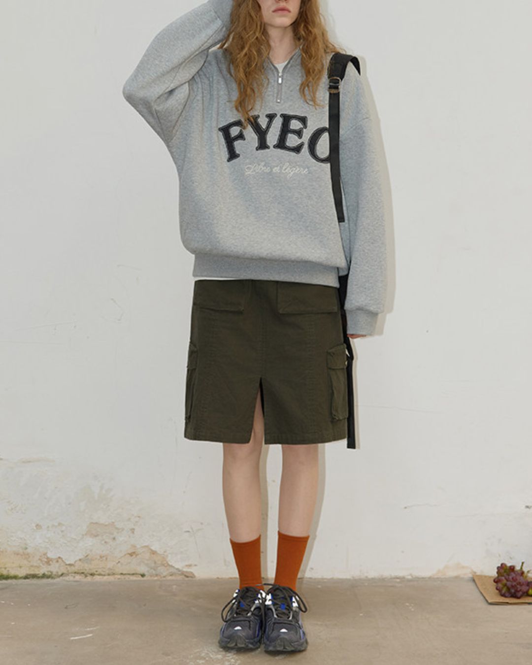 Half-zip Brushed-lined Logo Sweat　SW009