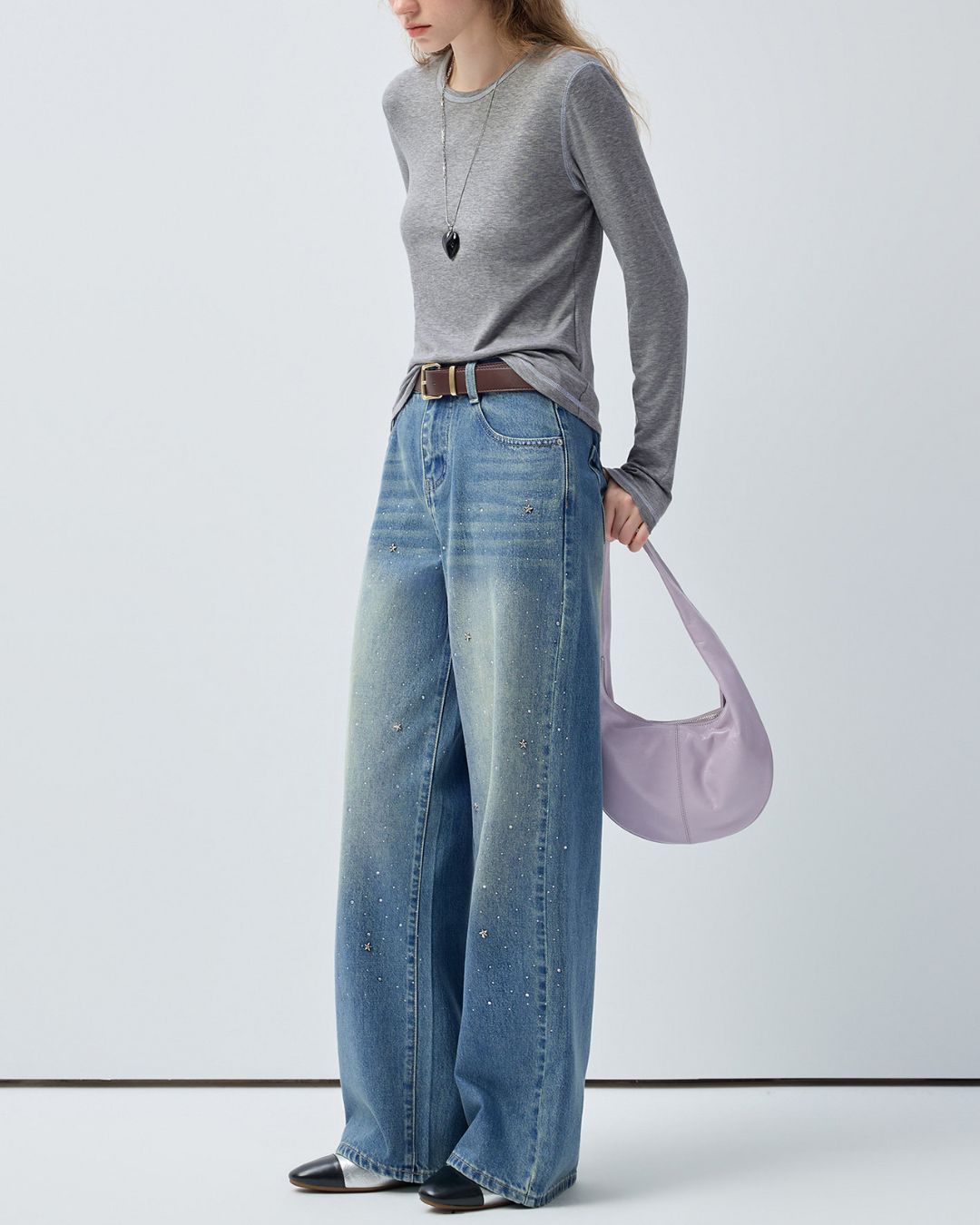 Star-studded Rhinestone-decorated Denim Pants　DP015