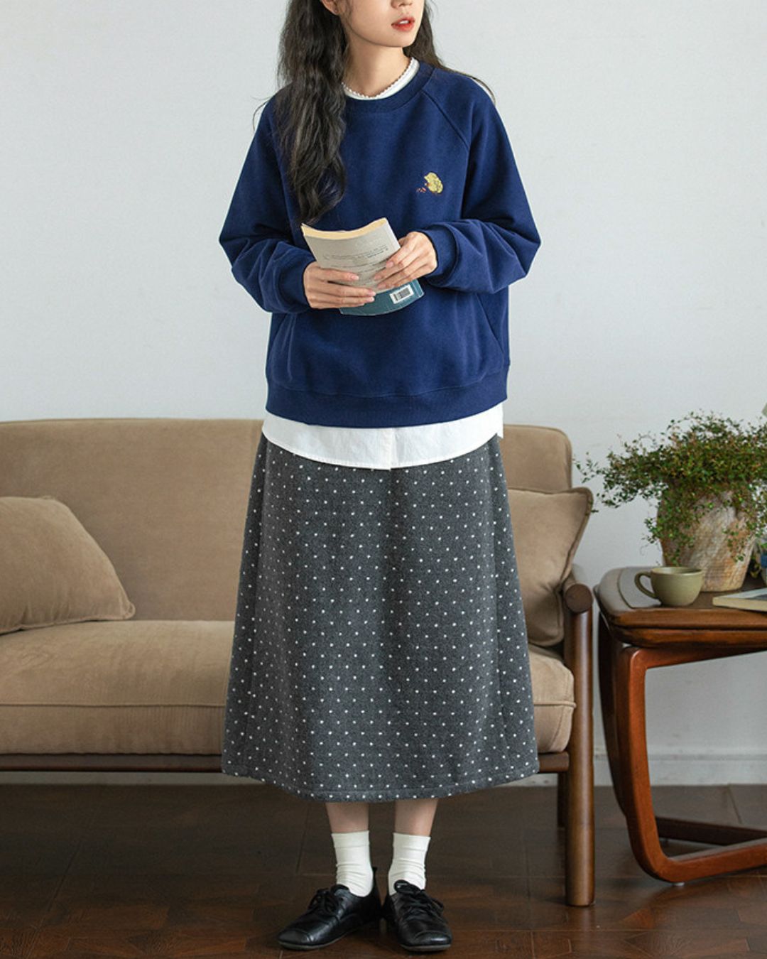 Hedgehog One-point Embroidered Sweat　SW012