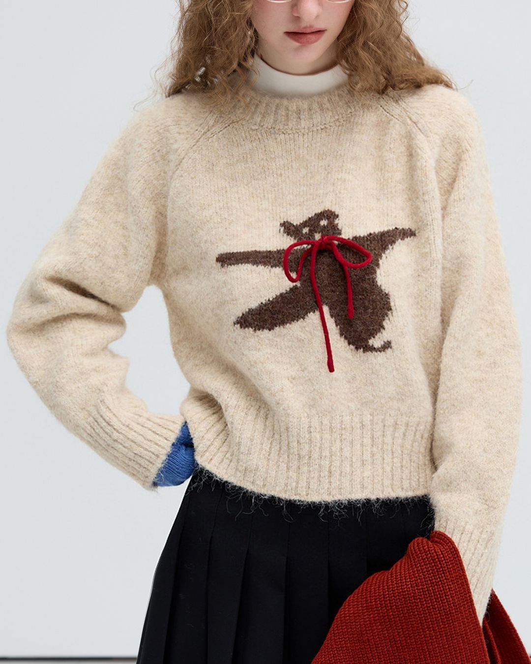 Bow Tie Bear Wool Sweater　KN040