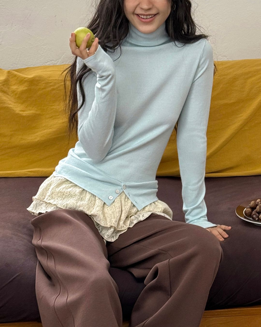 Slim Fit Turtleneck Top　LT018