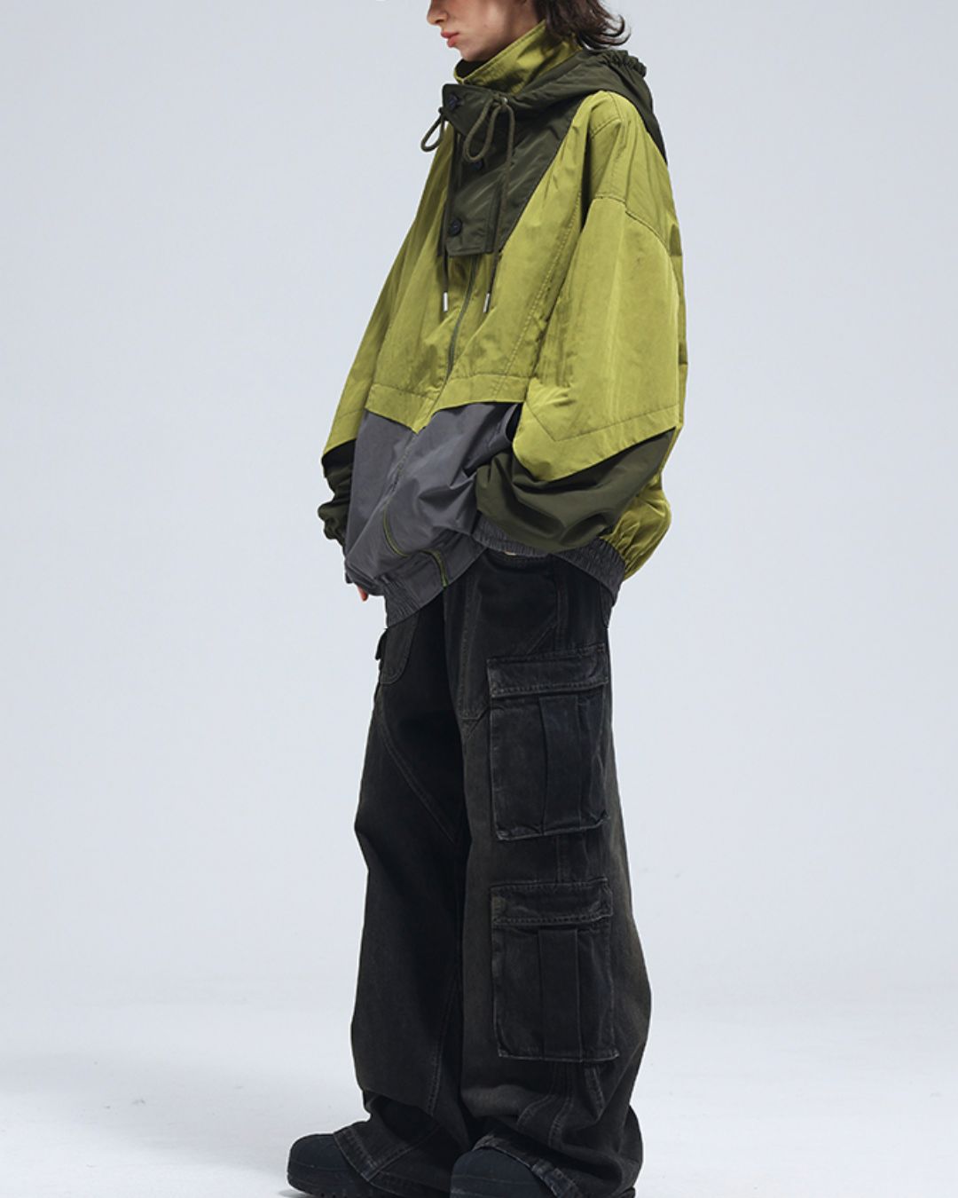 Oversized Colorblock Nylon Jacket　JK072