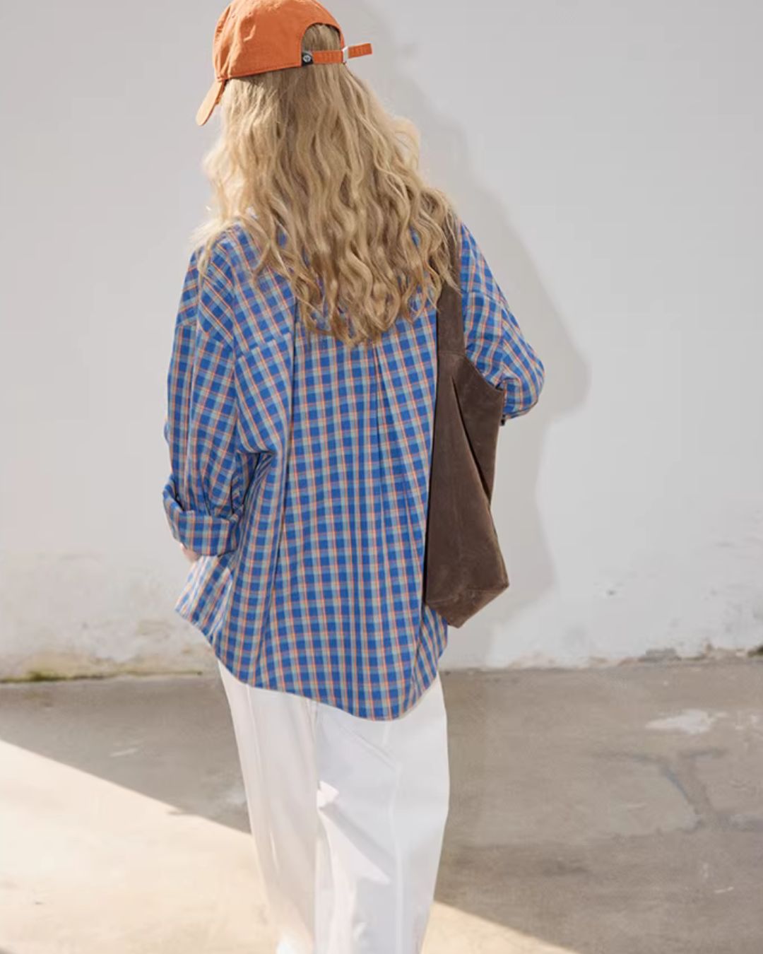 Loose Color-block Check Shirt　LS070