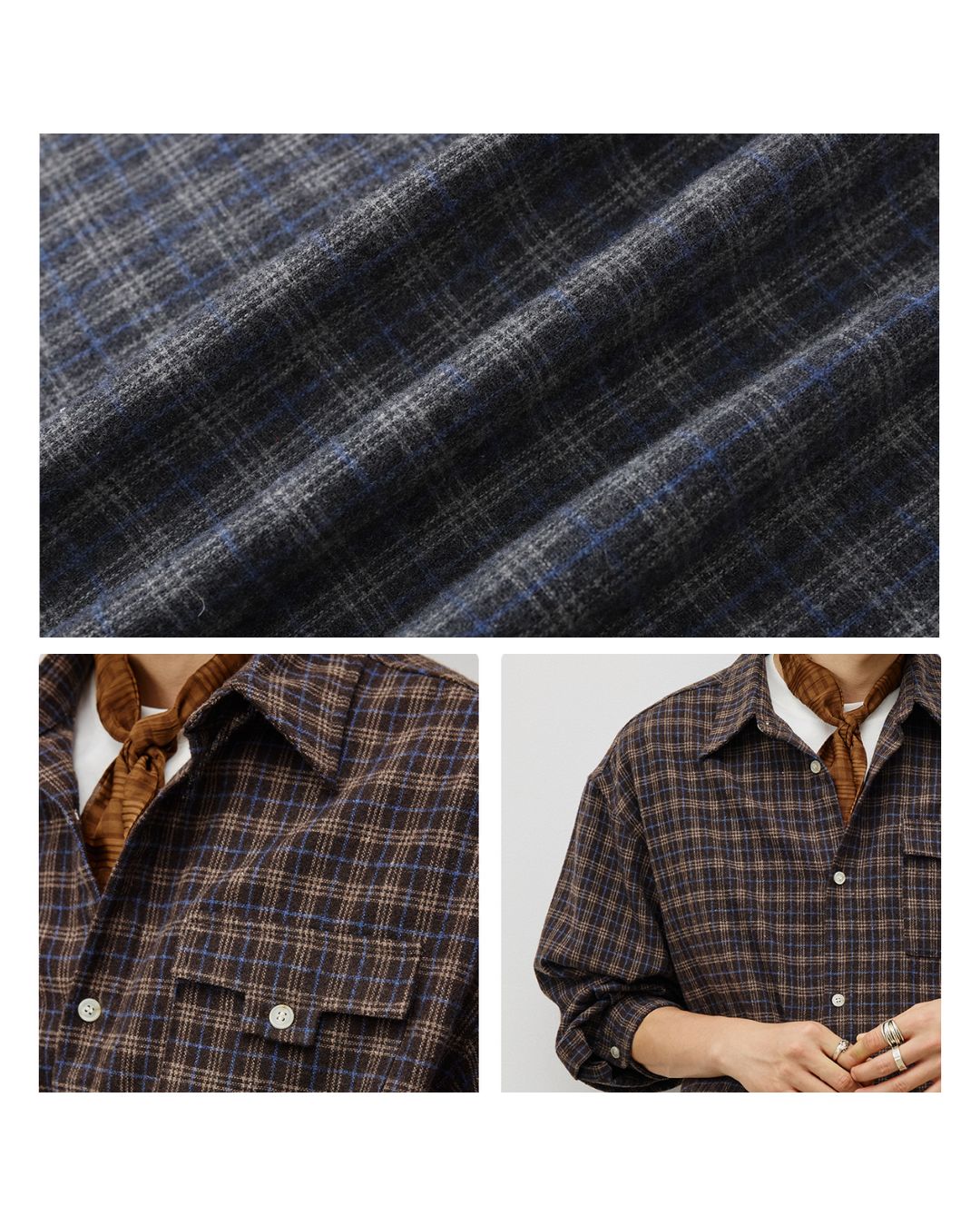 Flap Pocket Checked Flannel Shirt　LS036