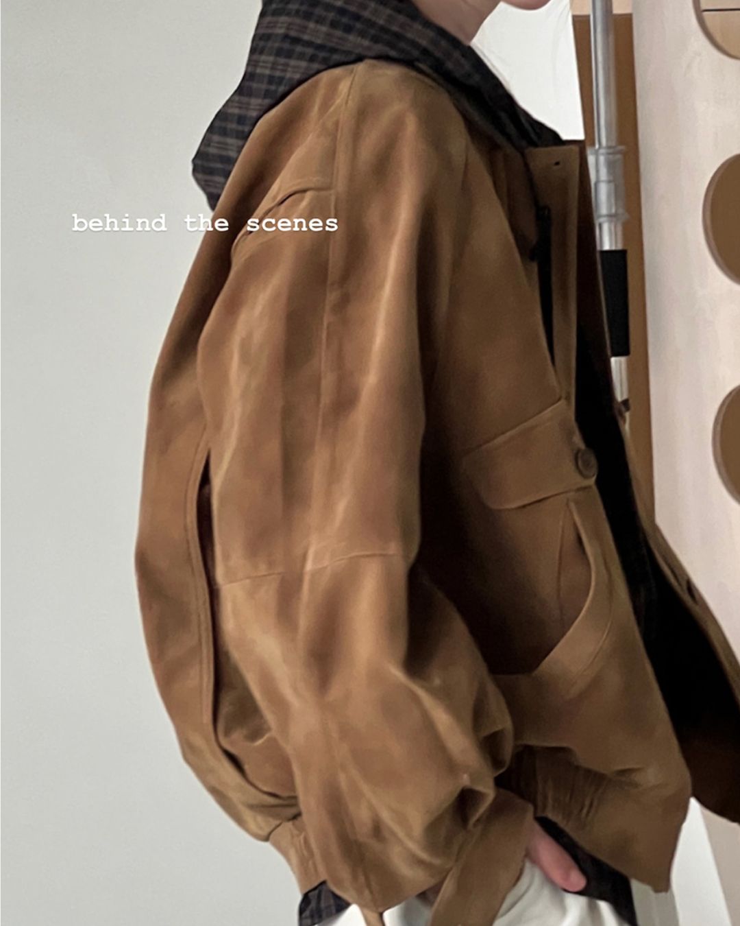 Leather Collar Suede Jacket　JK028