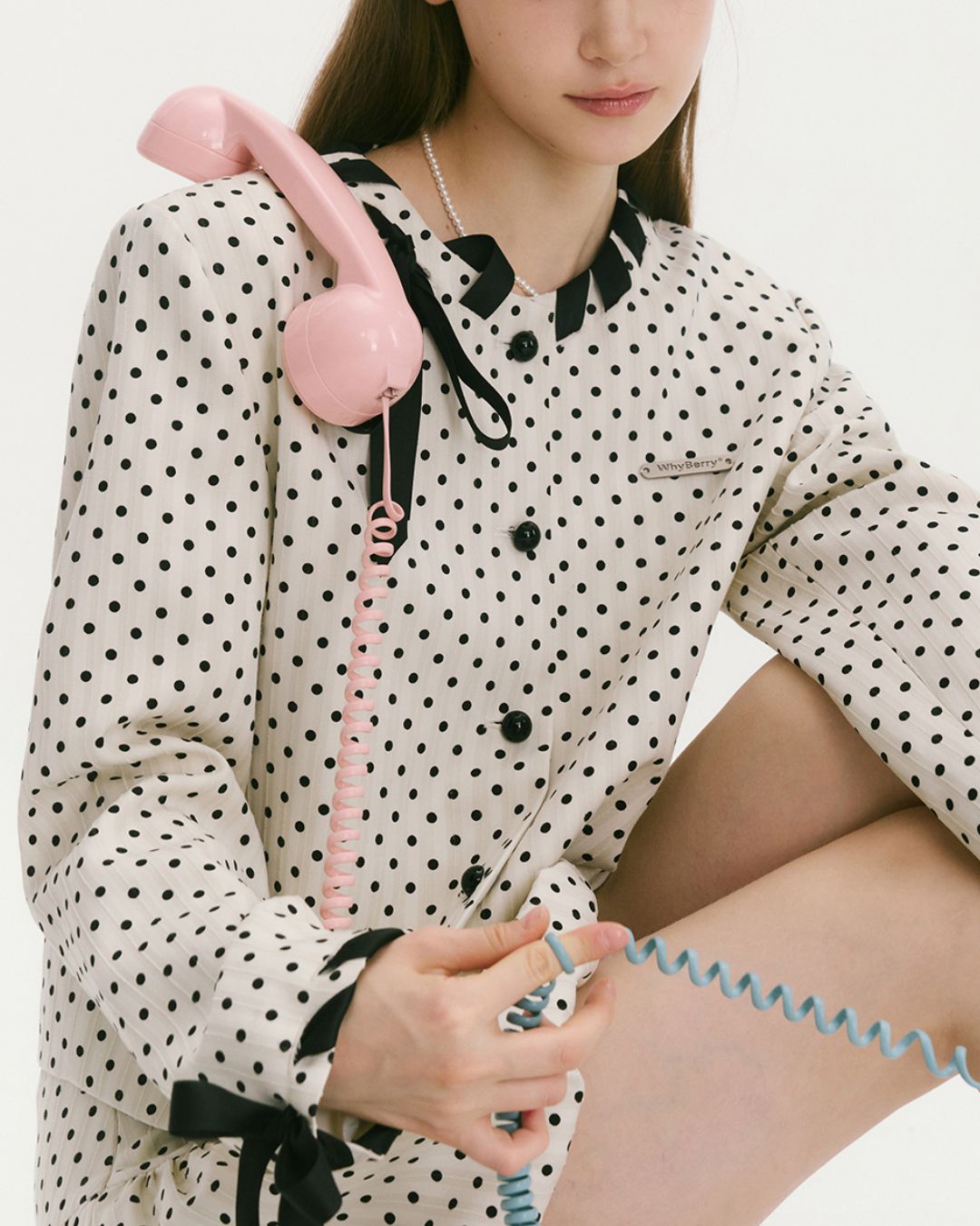 Ribbon Lace-Up Collarless Jacket　JK029