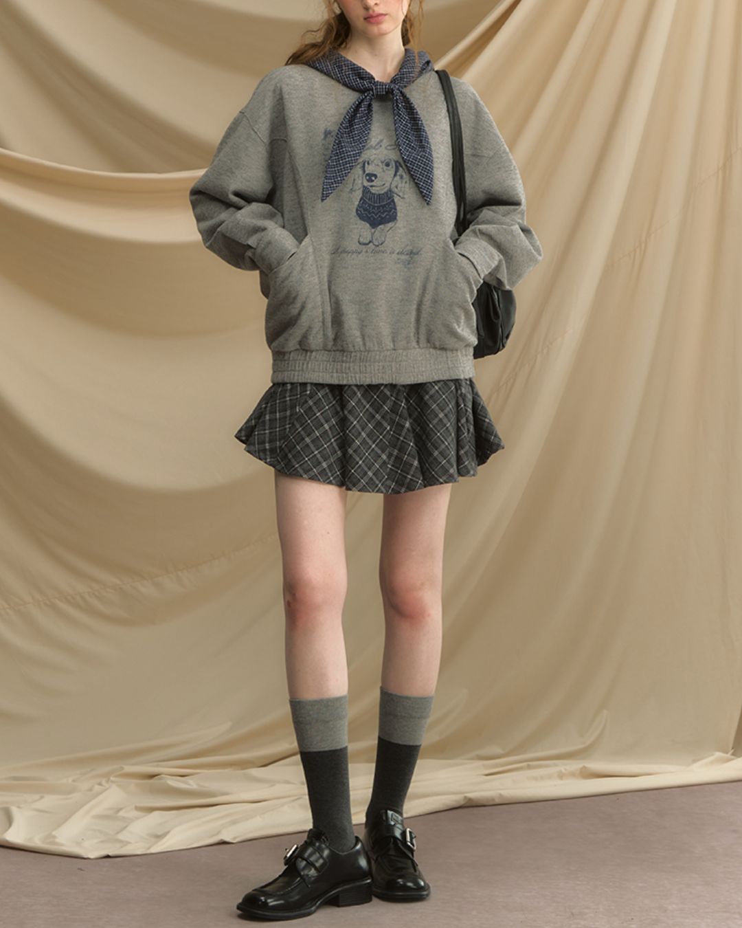 Draped Check Mini Skirt　SK004