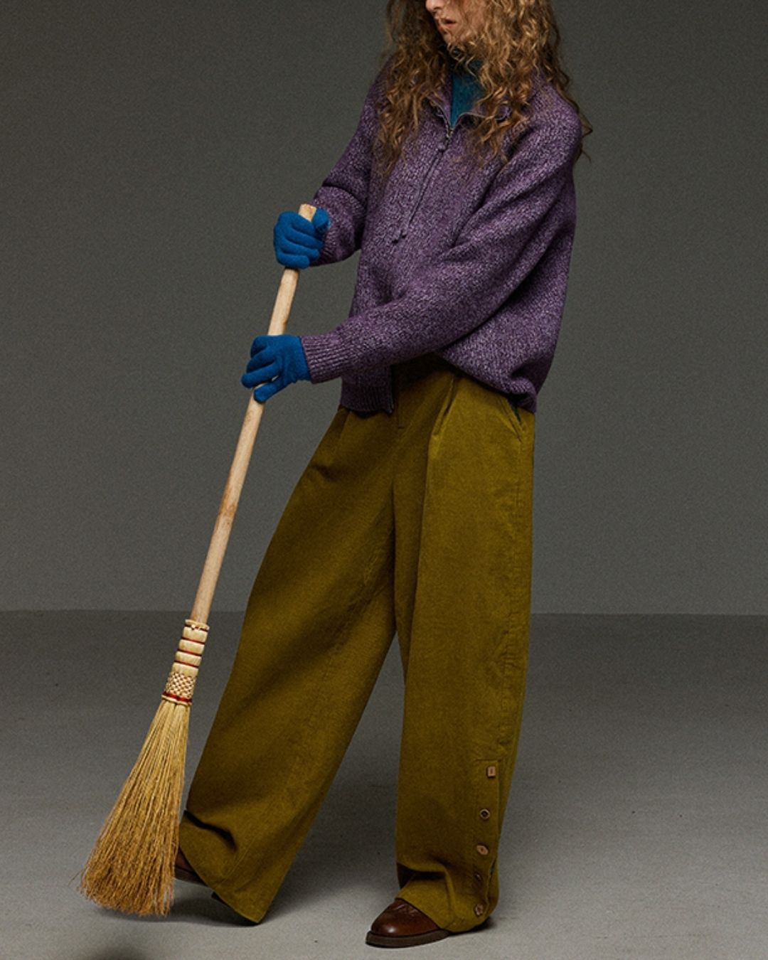 Corduroy Floral  Wide Pants　PT028