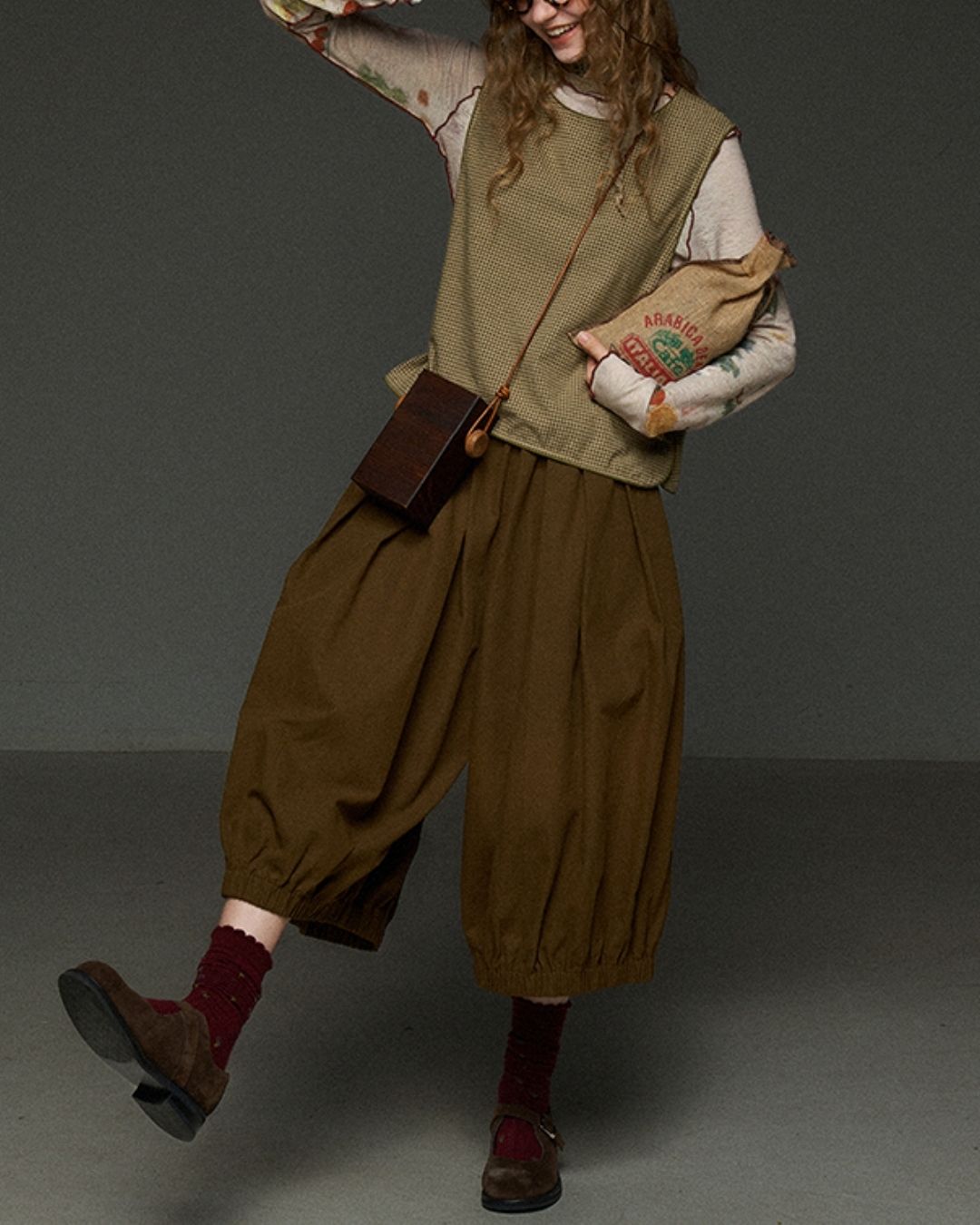 Mellow Frill Stitch Print T-shirt　LT011