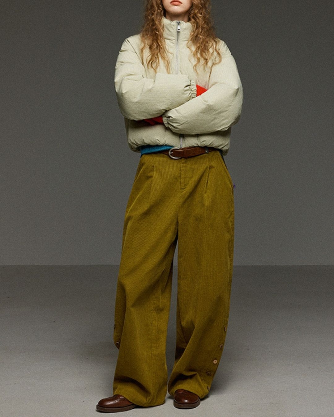 Corduroy Floral  Wide Pants　PT028