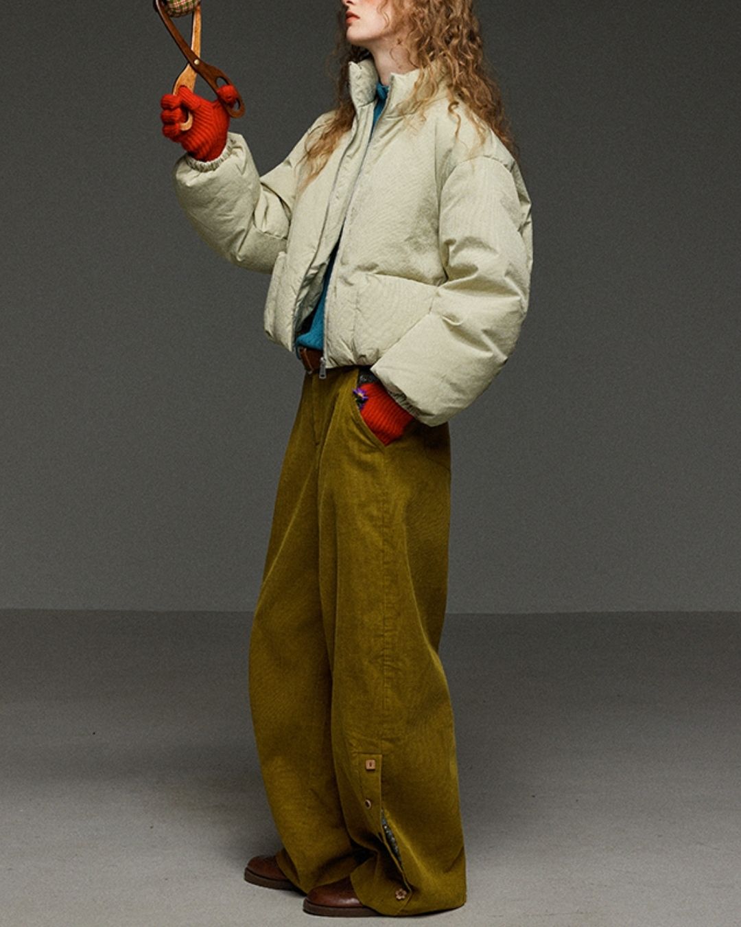 Corduroy Floral  Wide Pants　PT028