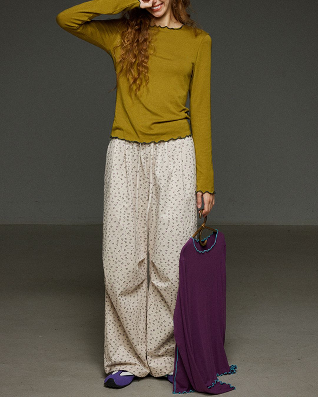 Color Stitch Mellow Frill T-shirt　LT013