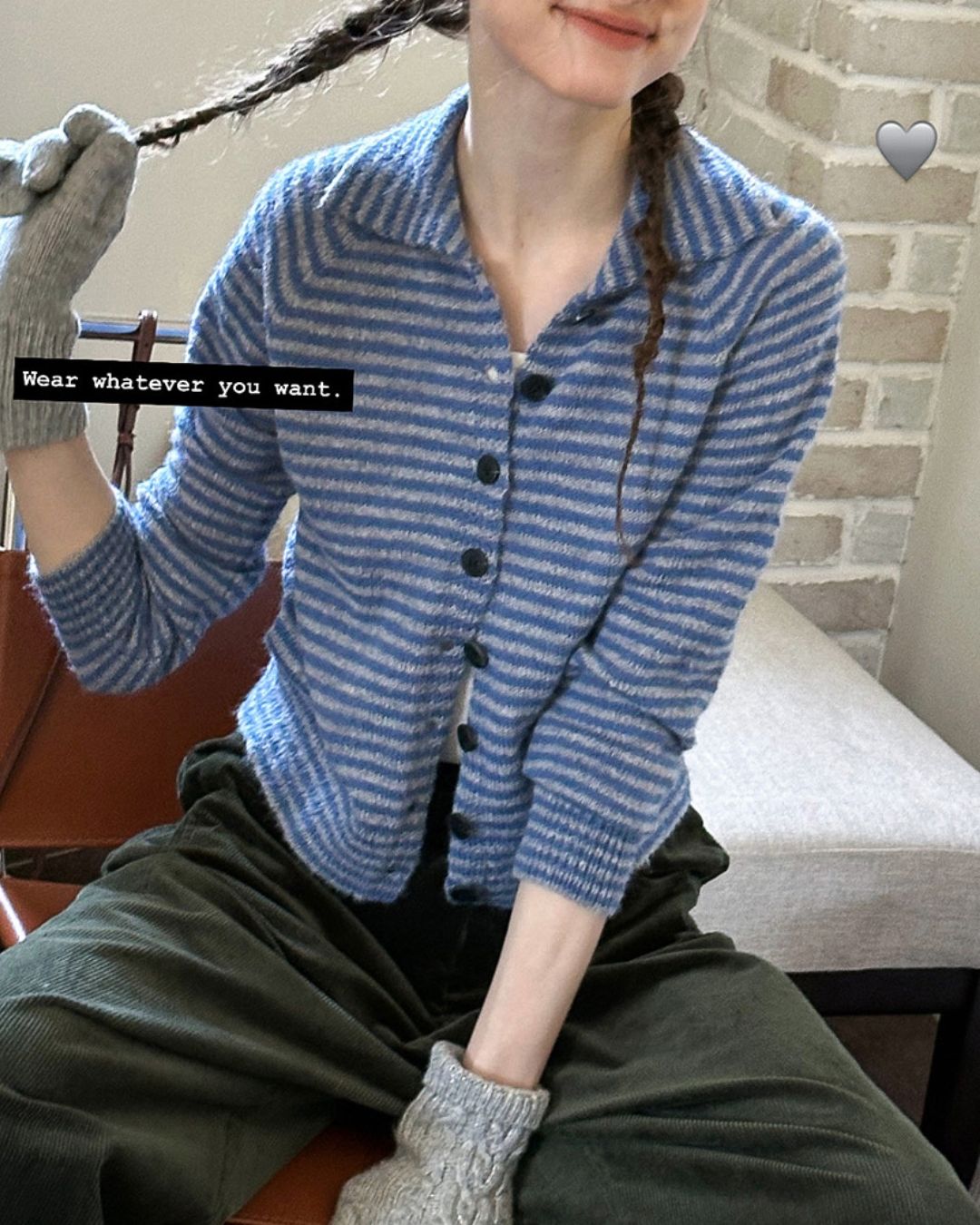 Collared Border Knit Cardigan　KN020