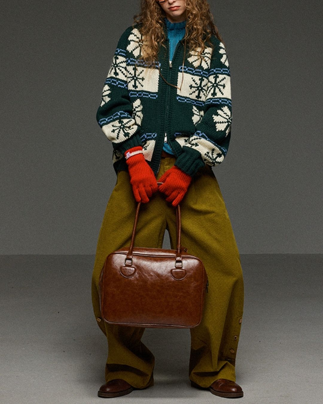 Corduroy Floral  Wide Pants　PT028