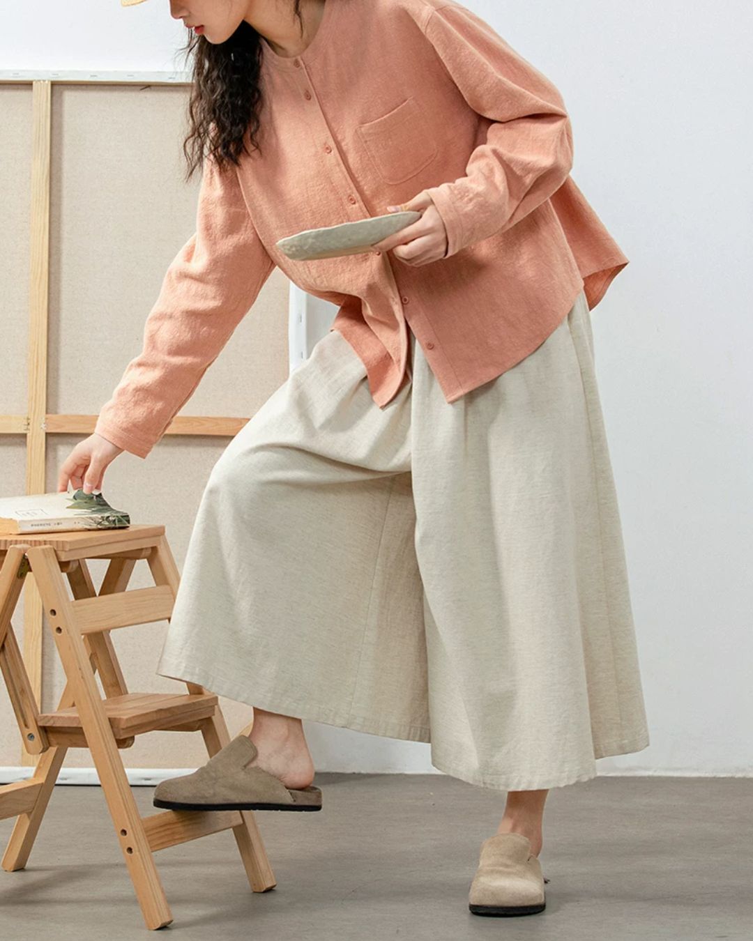 Casual Cropped Wide-leg Pants　PT045