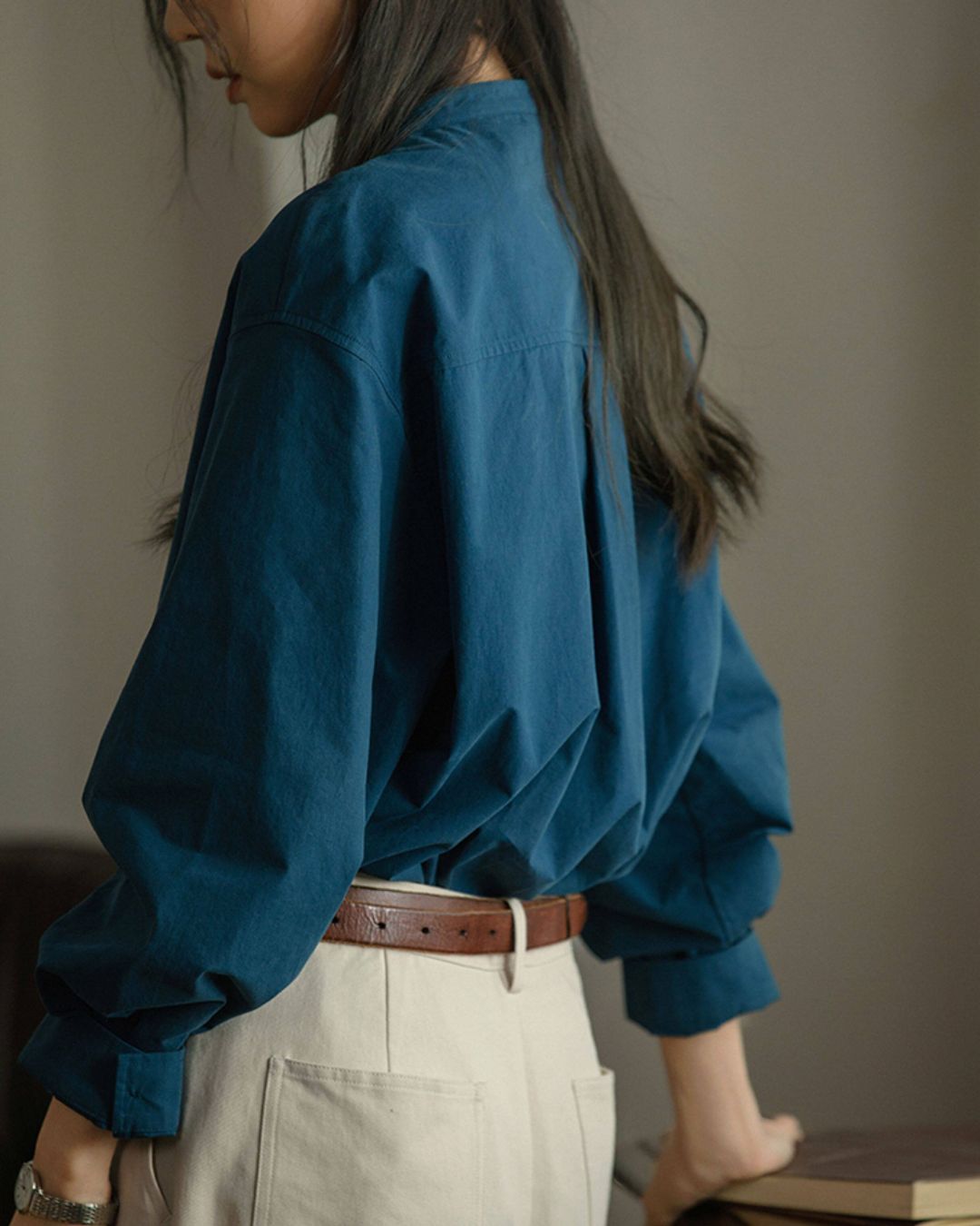 Band Collar Loose Shirt　LS057