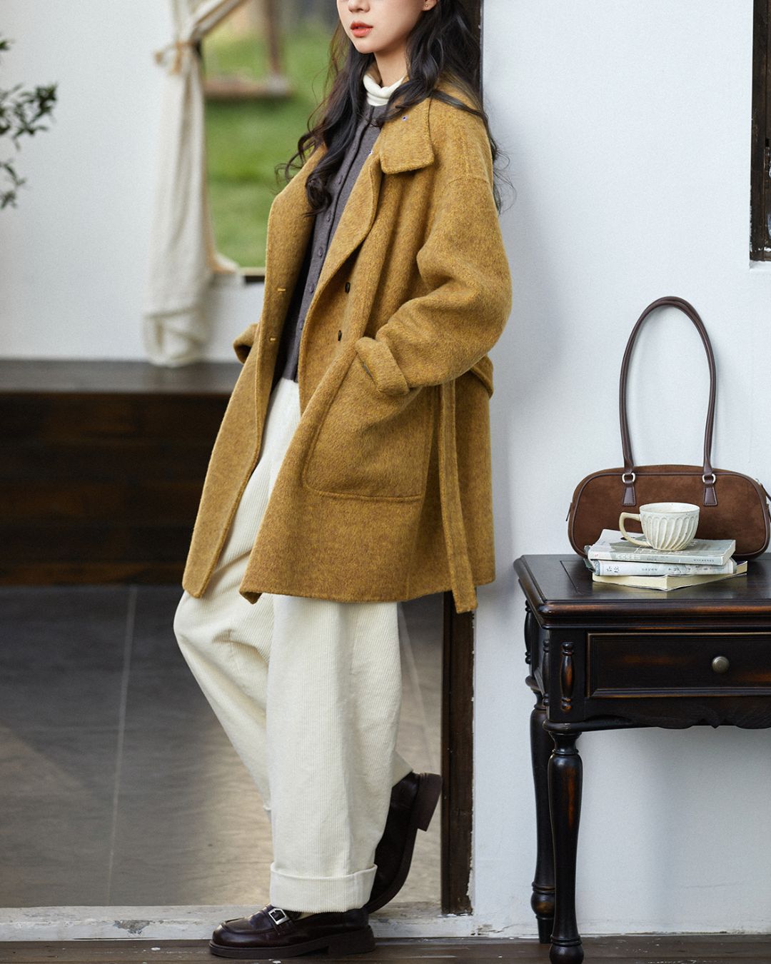 Stand-collar Wool Relaxed Coat　CT021