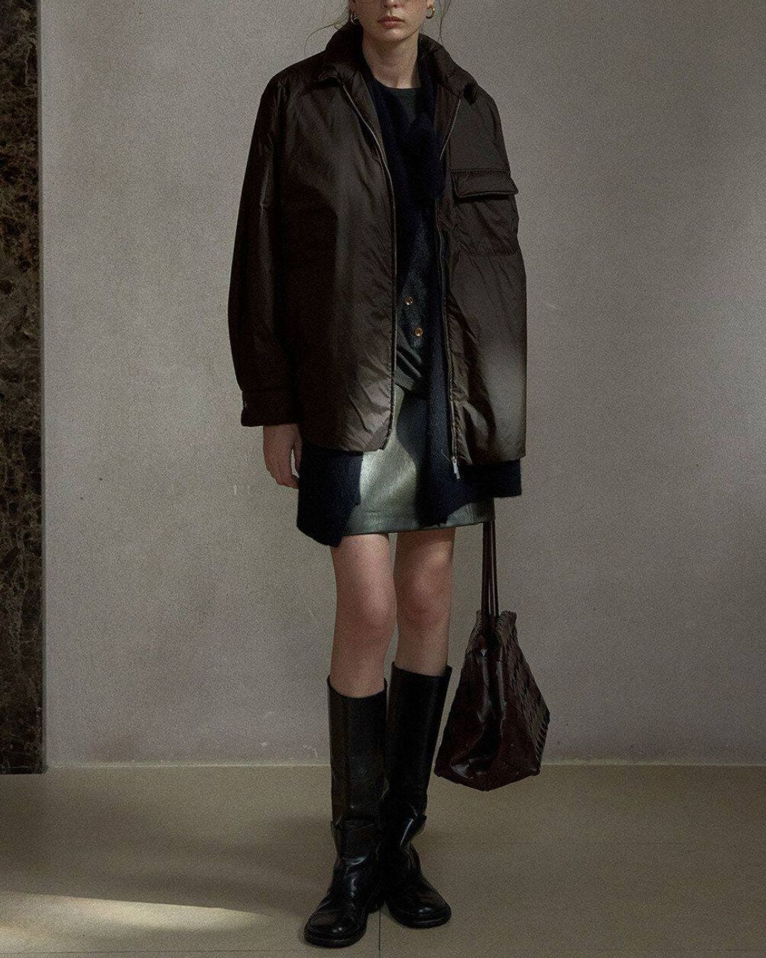 Padded Quilted Shirt Jacket　JK087