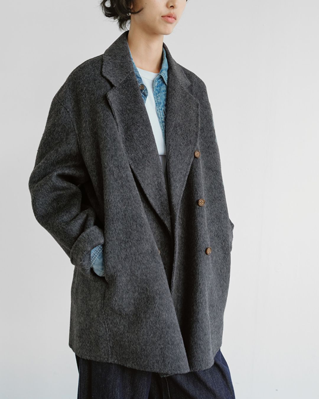 Woolly Double-breasted Coat　CT003