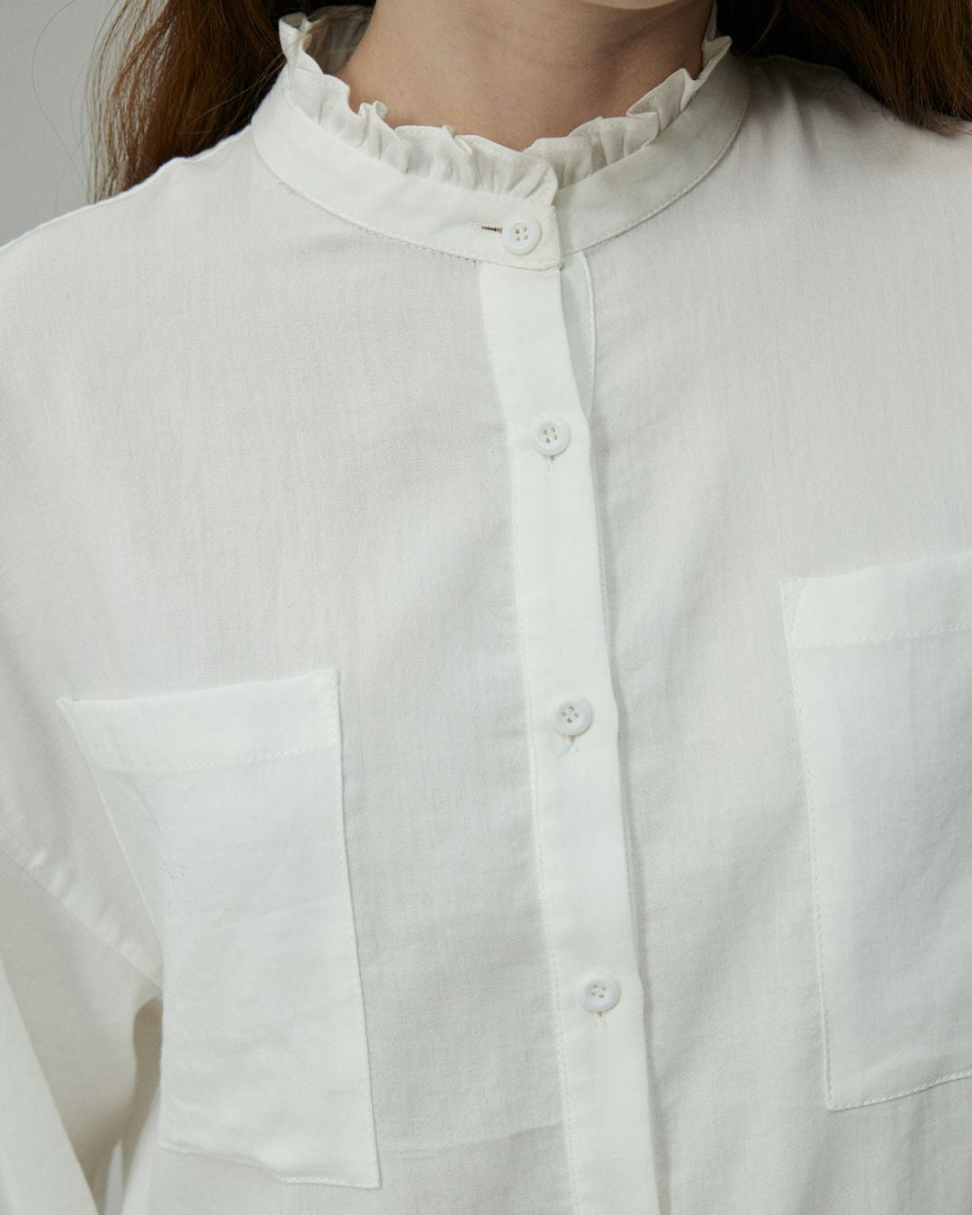 Stand Collar Frill Shirt　LS001