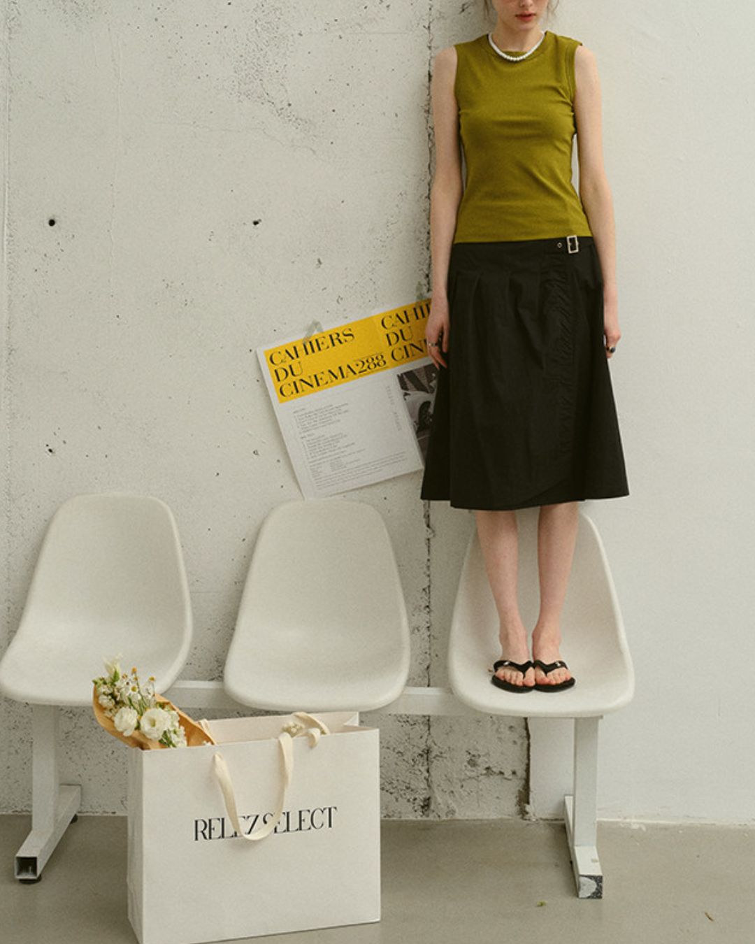 A-line Knee-length Wrap Skirt　SK022