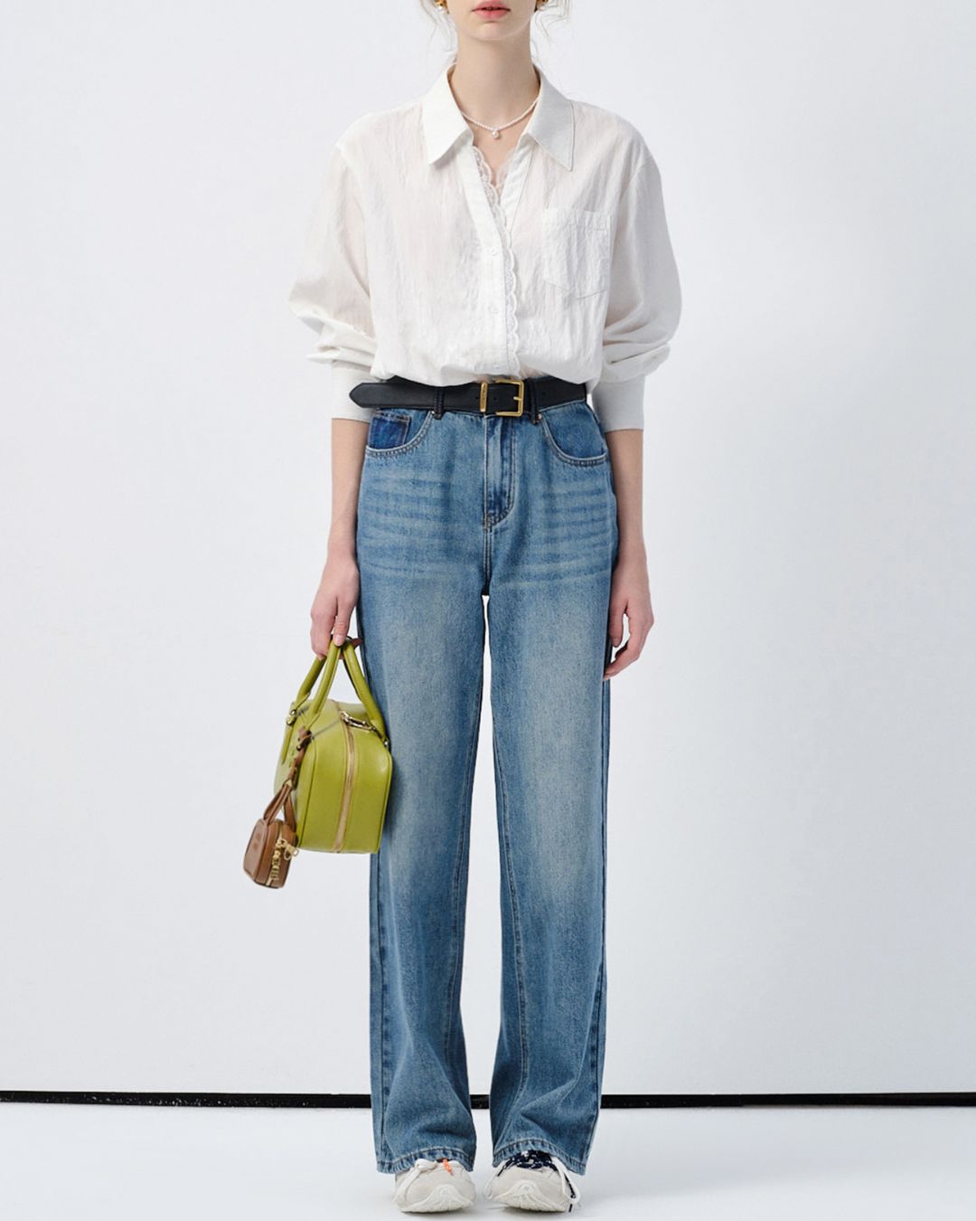 Lace V-neck French Shirt　LS033