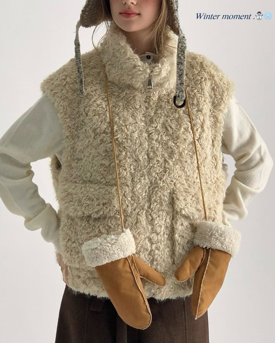 Stand Collar Boa Flap Pocket Vest　VT015