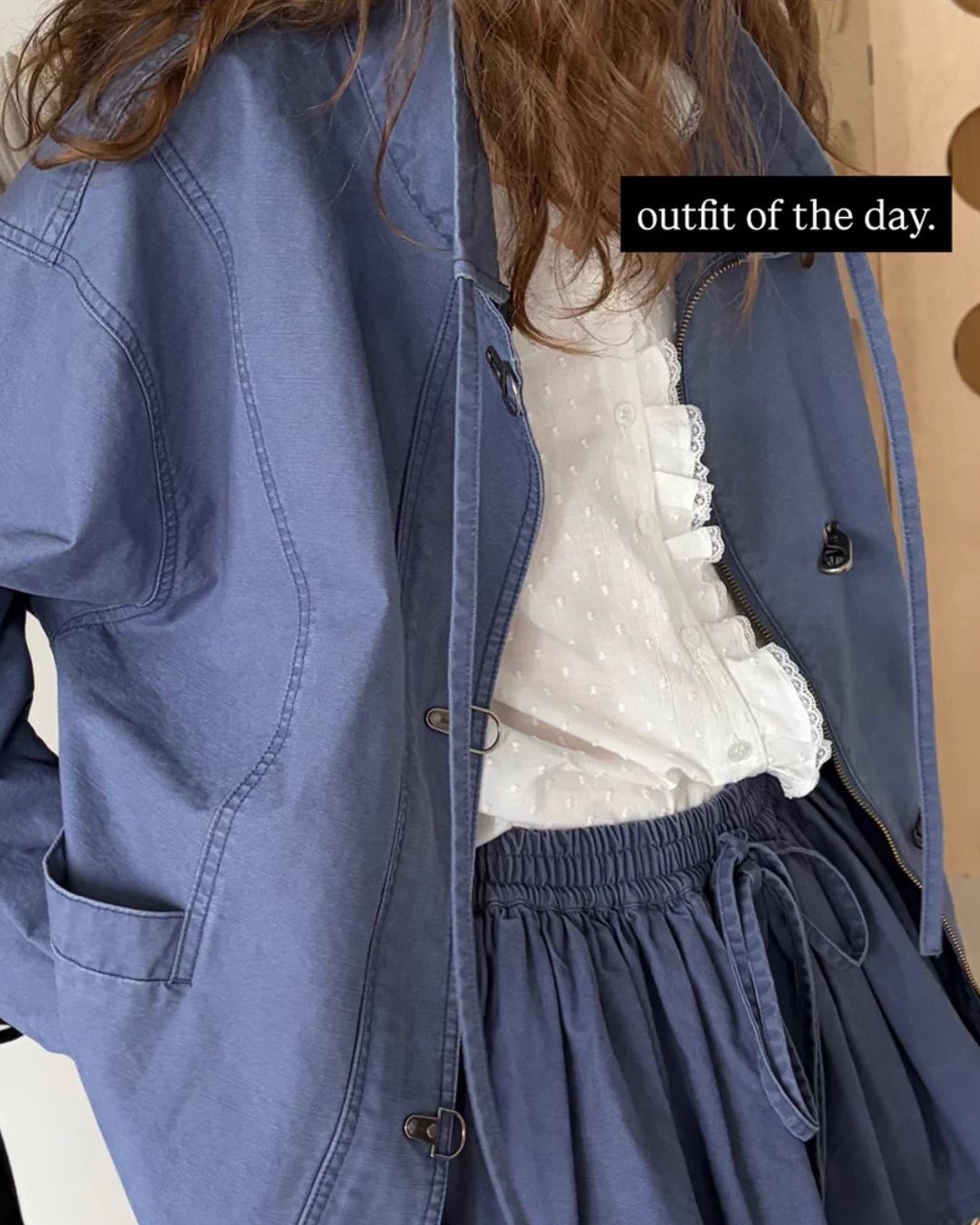 Vintage Metal Button Denim Jacket & Gathered Shorts　JK090