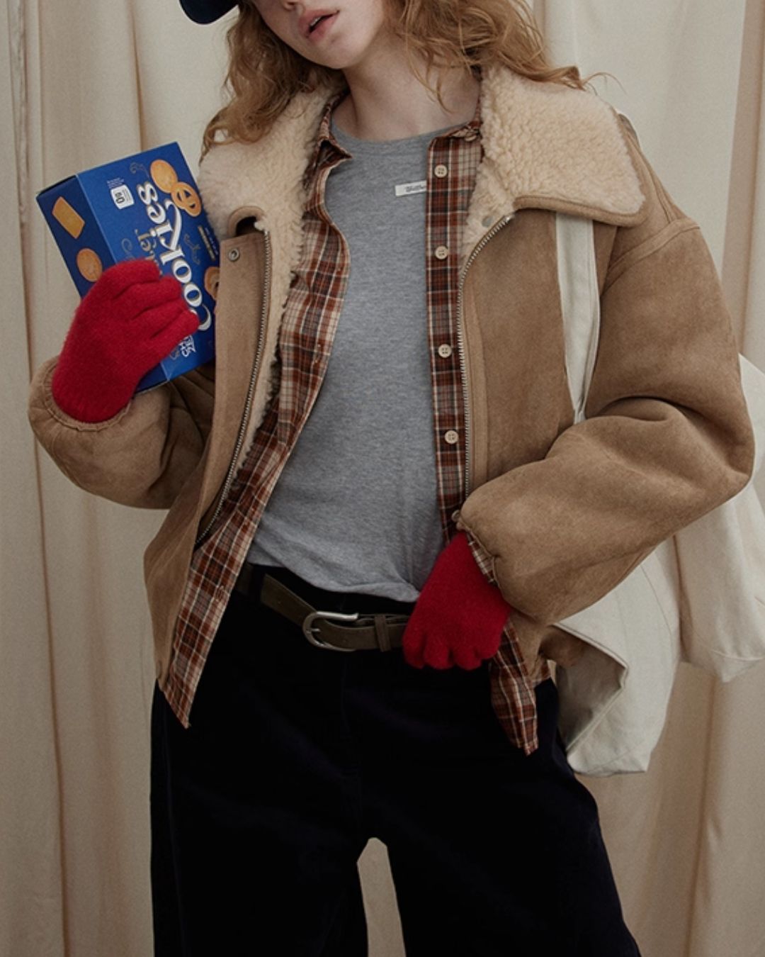 Reversible Boa Big Collar Jacket　JK055