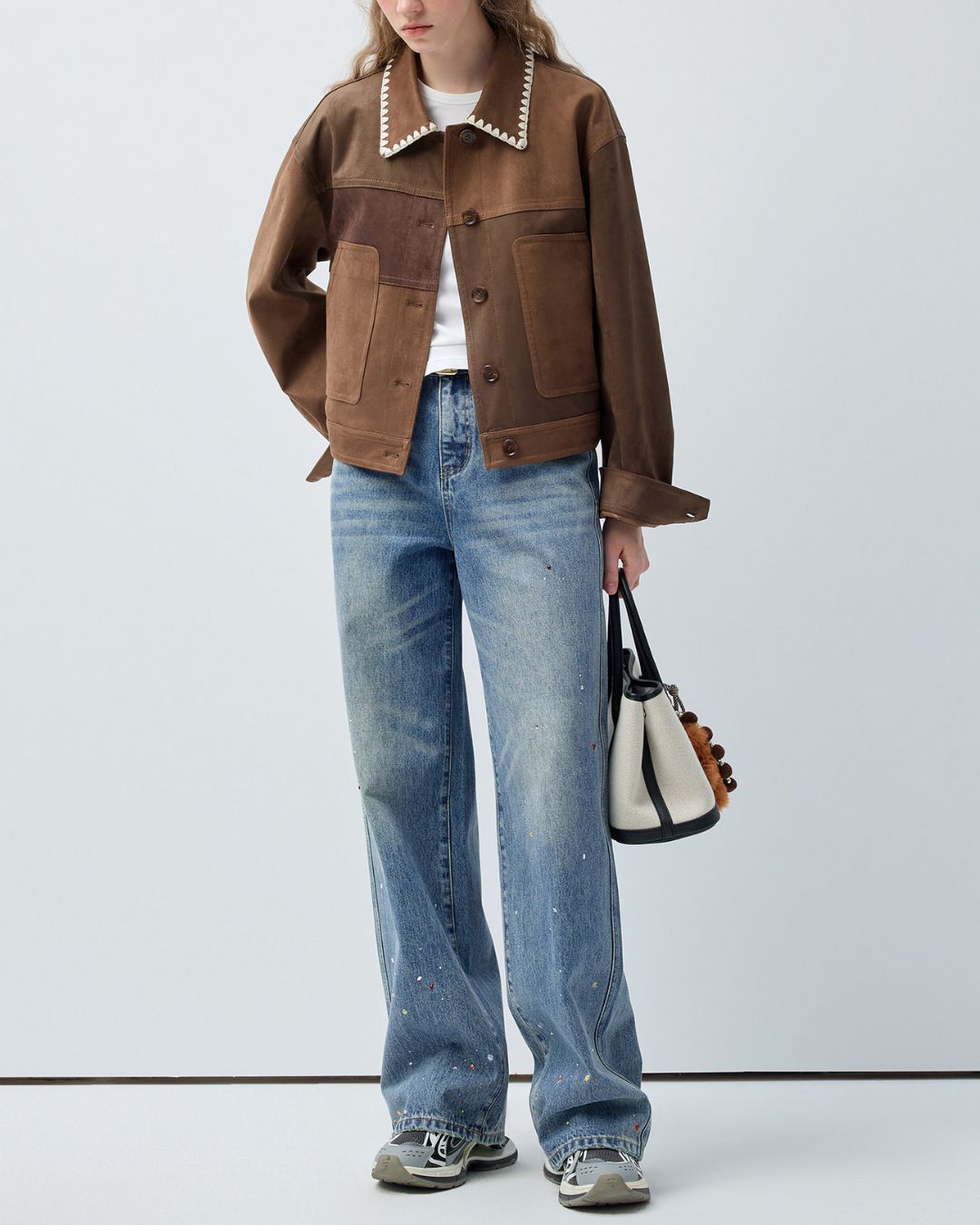 Rainbow Rhinestone Wash Denim Pants　DP014