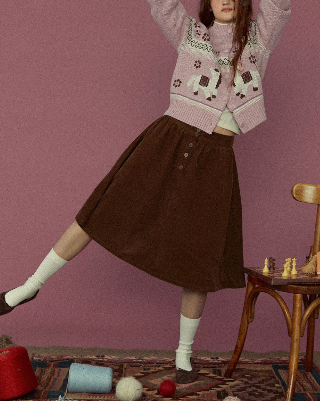 Dancing Pony Fair Isle Knit Cardigan　KN092