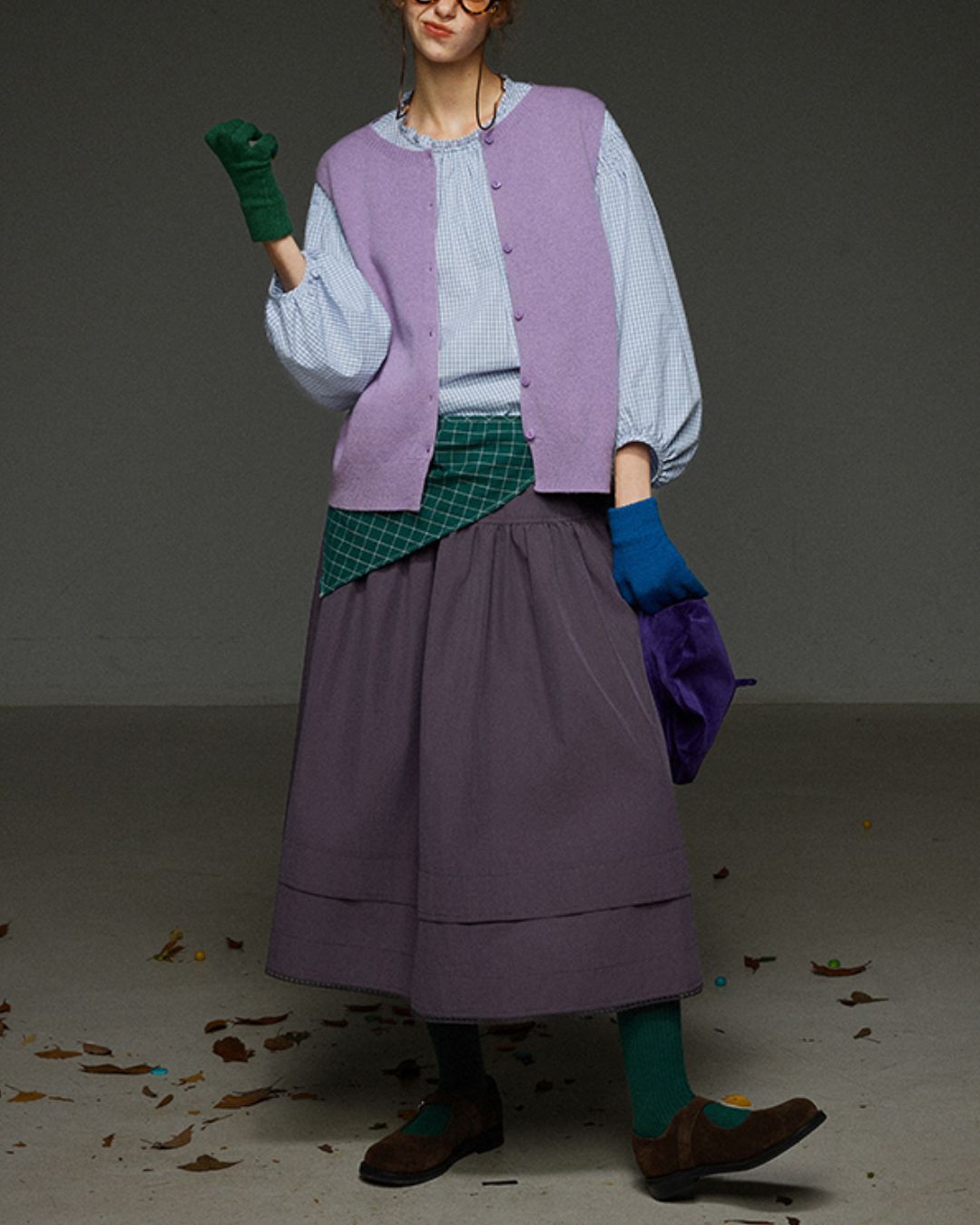 Retro Knit Front Button Vest　KN034