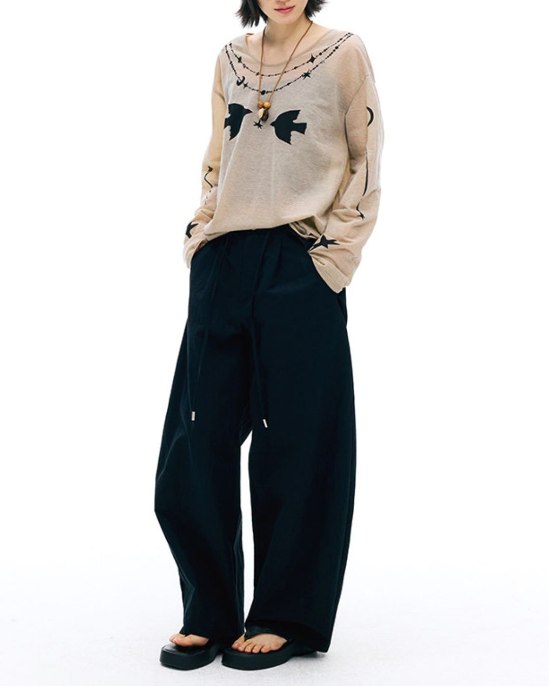 Relaxed Fit Sheer Print T-shirt　LT025