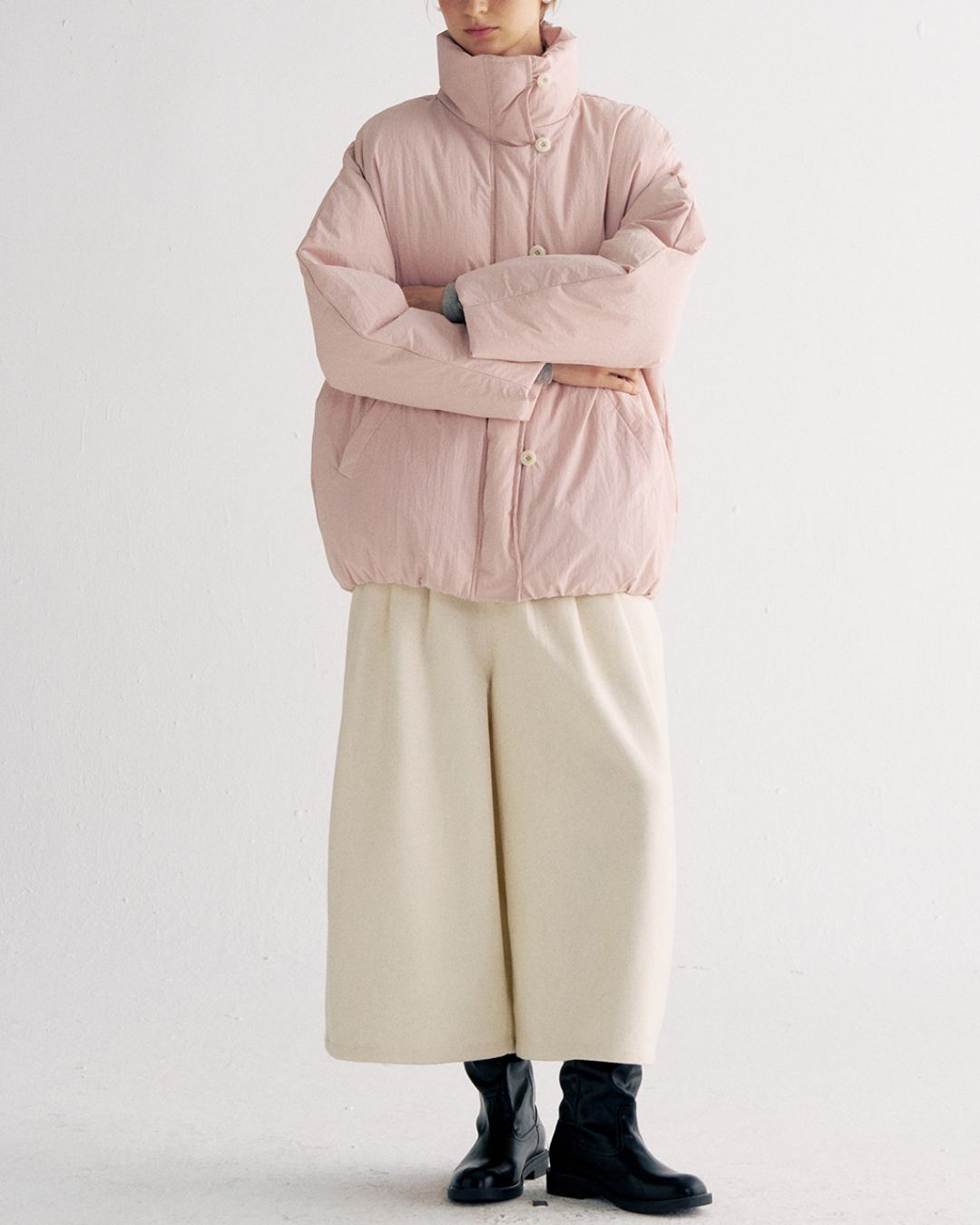 White Duck Down Gathered Jacket　JK079