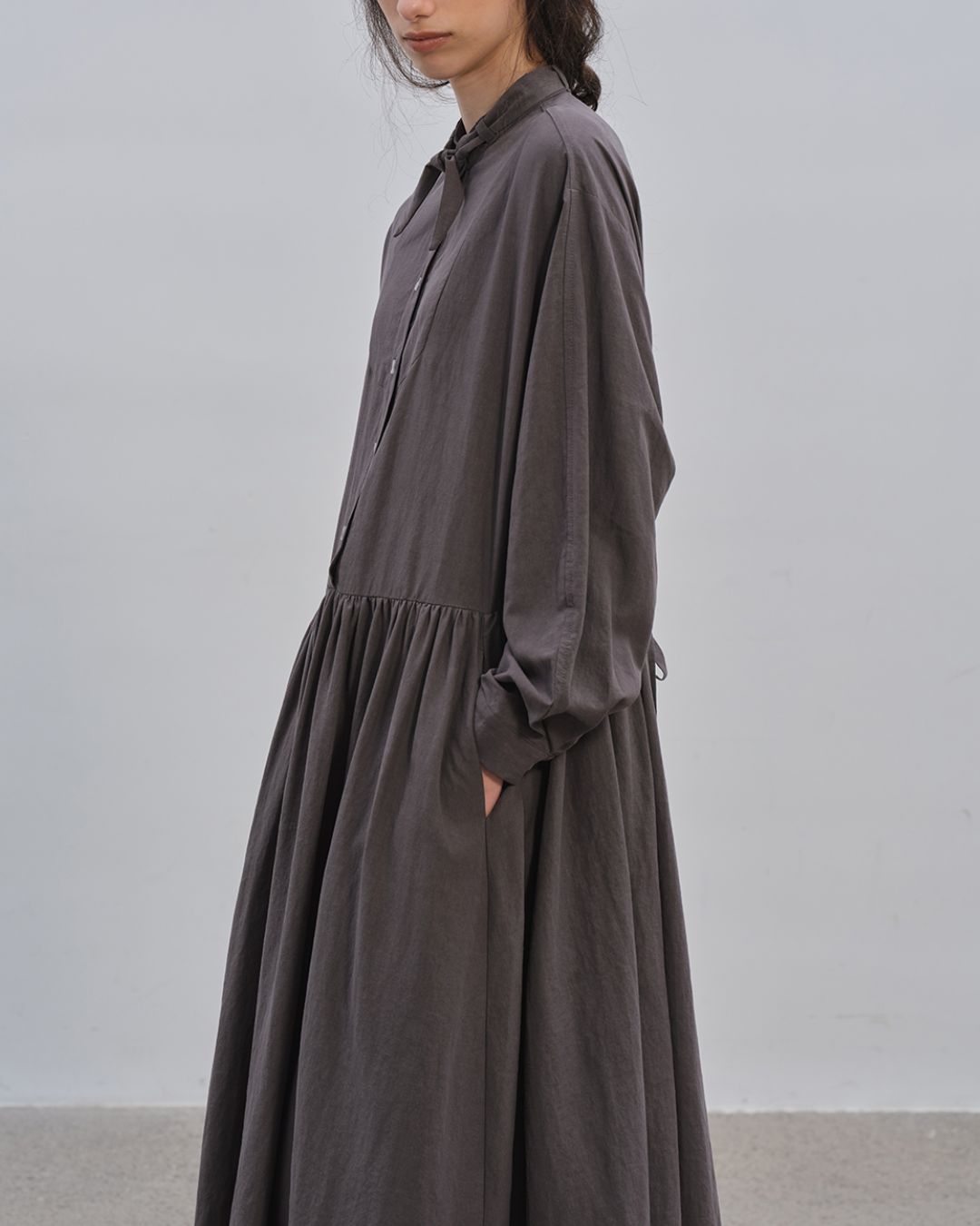 Gathered Long Shirt Dress　OP003