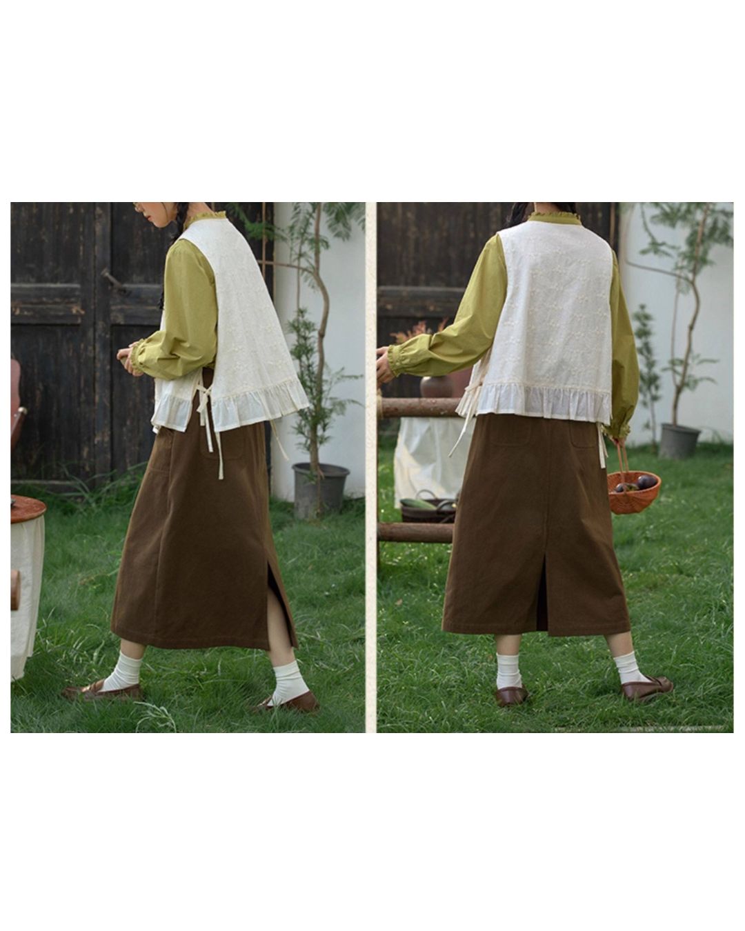 Cotton A-line Midi Skirt　SK020