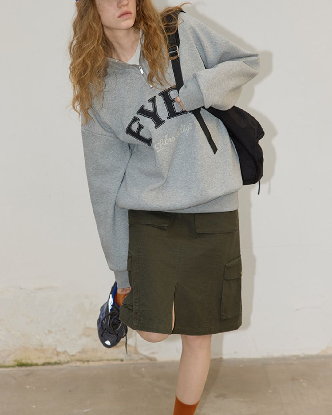 Half-zip Brushed-lined Logo Sweat　SW009