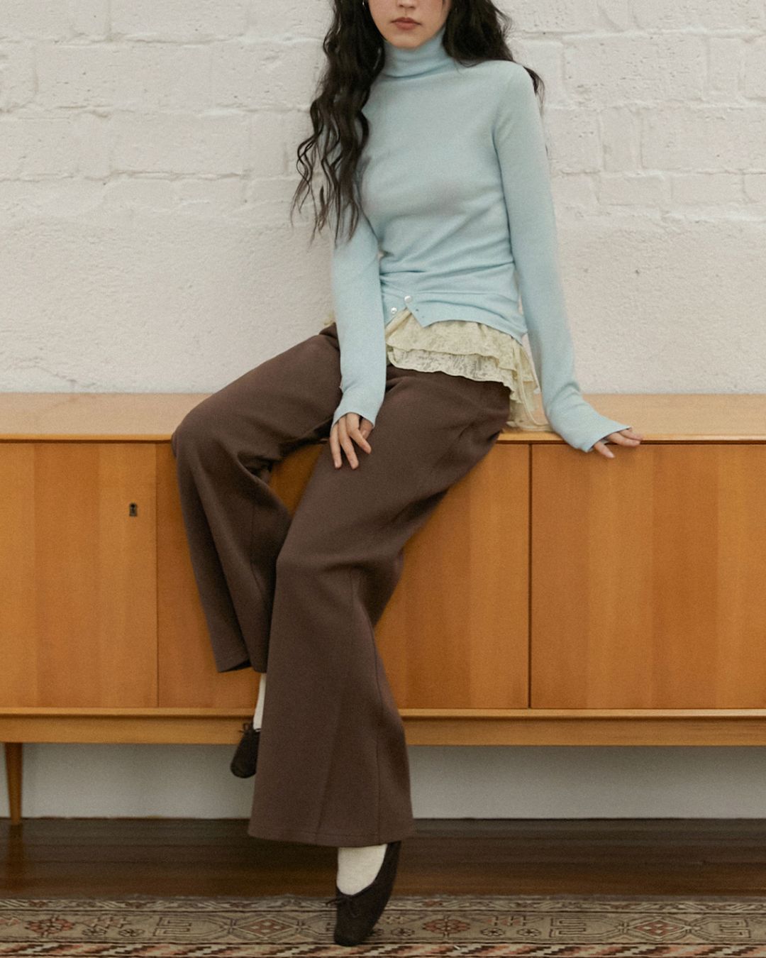 Slim Fit Turtleneck Top　LT018